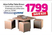 Gommagomma Alice Coffee Table Brown With 4 Cubes