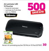 Fellowes A4 Laminator L80 10 Pouches