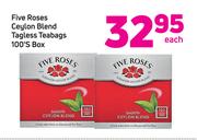 Five Roses Ceylon Blend Tagless Teabags 100's Box-Each