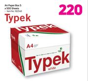Typek A4 White Paper Box-5 x 500 Sheets