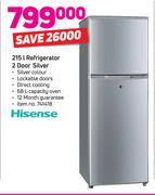 Hisense 215L Refrigerator 2 Door Silver