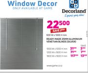 Decorland 1200W X 1600H mm Ready Made 25mm Aluminium Venetian Blinds (Silver)