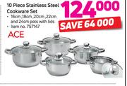 Ace 10 Piece Stainless Steel Cookware Set