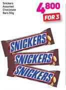 Snickers Assorted Choclate Bars-3 X 50g