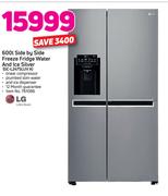 LG 600Ltr Side By Side Freeze Fridge With Water And Ice Dispenser (Silver) GC-L247SLUV A