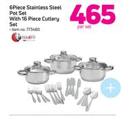 Tissolli 6 Piece Stainless Steel Pot Set With 16 Piece Cutlery Set-Per Set