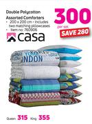 Casa Queen Polycotton Assorted Comforters Including Two Matching Pillowcases-Per Set