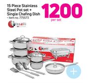 Tissolli 15 Piece Stainless Steel Pot Set With Single Chafing Dish-Per Set