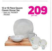 12 Or 16 Piece Square Classic Dinner Set-Per Set