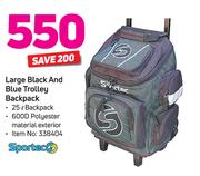 Sportec Large Black And Blue Trolley Backpack