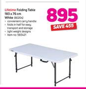 Lifetime Folding Table White-183 x 76cm