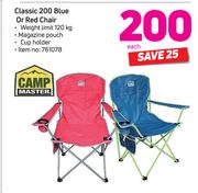 Camp Master Classic 200 Blue Or Red Chair-Each
