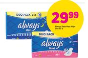 Always Pads Maxi Night Duo 16's-Per Pack