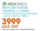 Xbox One S 500GB Console + 1 Game