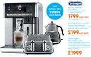 Delonghi Primadonna Exclusive+Delonghi Scultura 4 Slice Toaster+Delonghi Scultura Kettle-Per Bundle