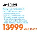 Smeg 90cm Full Gas Black Cooker SSA91GGA9