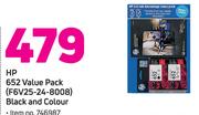 HP 652 Value Pack F6V25-24-8008 Black & Colour
