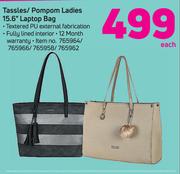 Tassles/PomPom Ladies 15.6" Laptop Bag-Each