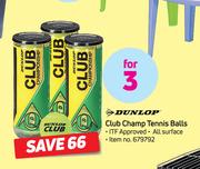 Sunlop Club Champ Tennis Balls-For 3