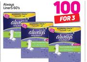 Always Liners-3 X 60's