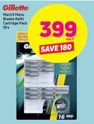 Gillette Mach 3 Mens Blades Refill Catridge Pack-16's