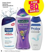 Protex/ Sanex/ Palmolive Shower Gel-2 X 500ml