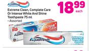 Aquafresh Extreme Clean, Complete Care Or Intense White And Shine Toothpaste-75ml
