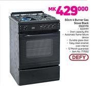 Defy 60cm 4 Burner Gas Stove Black DGS170