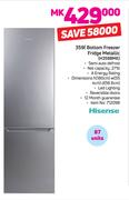 Hisense 359Ltr Bottom Freezer Fridge Metallic H359BME