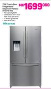 Hisense 720Ltr French Door Fridge Water Dispenser Metallic H720FS-WD
