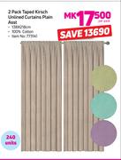 2 Pack Taped Kirsch Unlined Curtains Plain Assorted-138 x 218cm