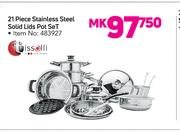 Tissolli 21 Piece Stainless Steel Solid Lids Pot Set
