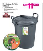 Big Jim 70Ltr Garbage Bin With Lid Black