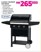 Cadac Classic 3 Burner Gas Braai Includes Cadac Thermo Grids & Hose & Bullnose Regulator