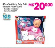 Kid Connection 30cm Soft Body Baby Doll Set With Plush Outfit