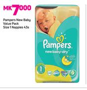 Pampers New Baby Value Pack Size 1 Nappies-43s