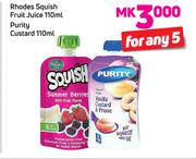 Rhodes Squish Fruit Juice-110ml Purity Custard-110ml-For 5