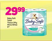 Baby Soft Toilet Tissue 2 Ply Mini White 9's