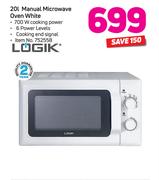 Logik 20Ltr Manual Microwave Oven White
