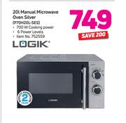 Logik 20Ltr Manual Microwave Oven Silver P70H20L-SES