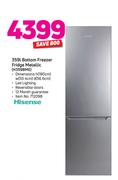 Hisense 359Ltr Bottom Freezer Fridge (Metallic) H359BME
