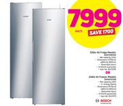 Bosch 326Ltr All Fridge Metallic KSV33N130 Or 246Ltr All Freezer Metallic GSN33V130-Each