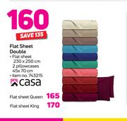 Casa Flat Sheet Double Including Two Matching Pillowcases