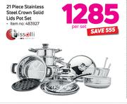 Tissolli 21 Piece Stainless Steel Crown Solid Lids Pot Set-Per Set