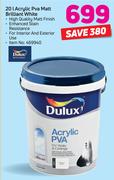 Dulux 20Ltr Acrylic PVA Matt Brilliant White