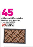 Matco 400mm x 600mm Value Outdoor Mat Assorted