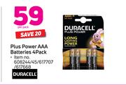 Duracell Plus Power AAA Batteries 4 Pack-Per Pack
