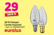 Eurolux 28 W Halogen Candle-Each