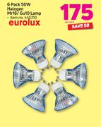 Eurolux 6 Pack 50W Halogen Mr16/Gu10 Lamp-Per Pack