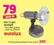 Eurolux 3 Fitting Ceiling Spotlight On Bar Chrome
